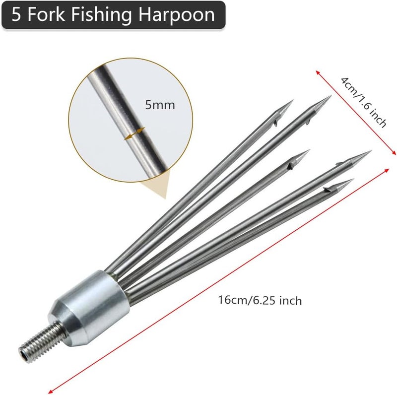 Dutiplus Large Fishing Harpoon 1~11 Prong Barded Stainless Steel Hunting Fish Gig Gaff Fork Hook with 8mm Screw for Catching Big Fish Mole Big Bullfrog - Image 5